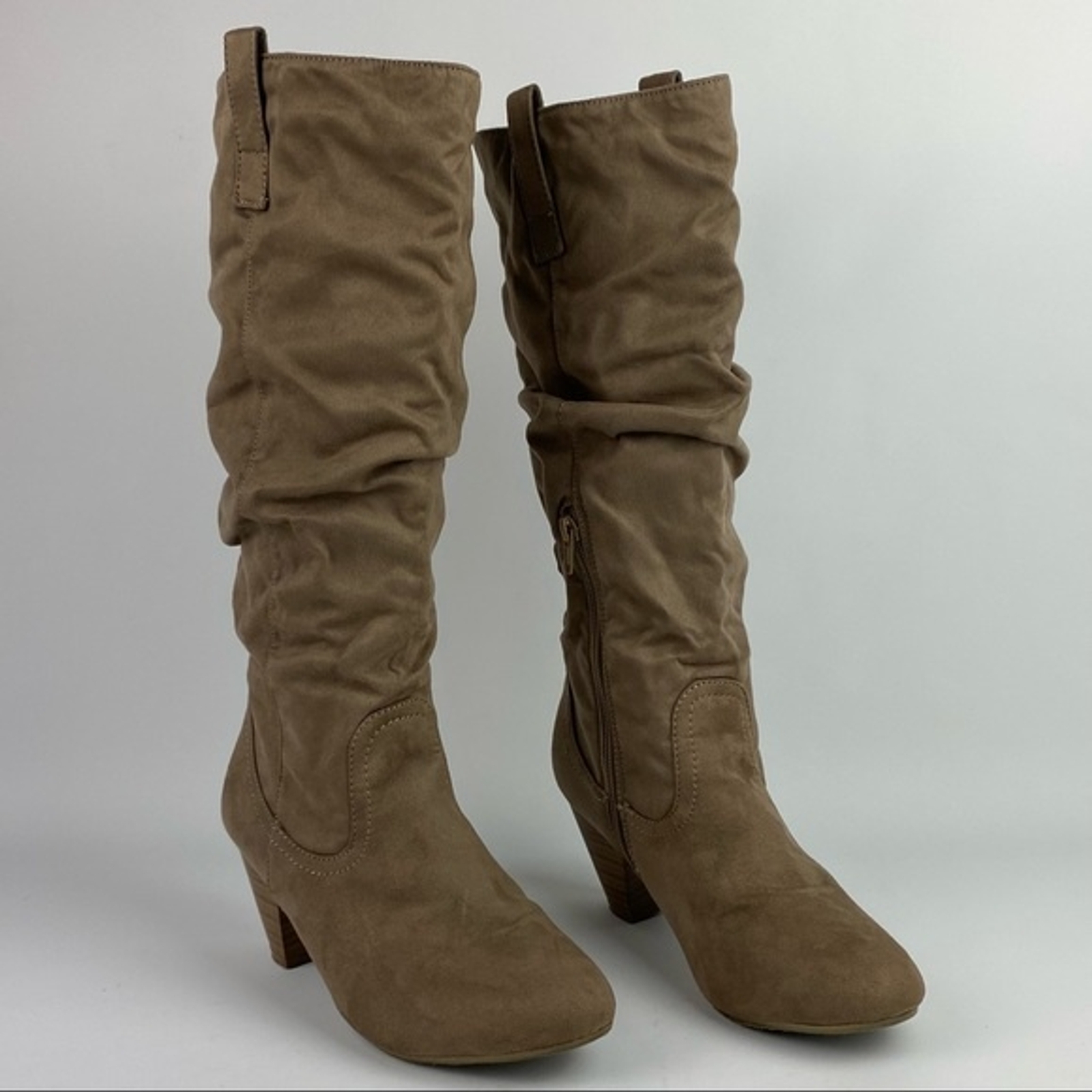 Call It Spring Heeled Boots Womens Size 7 Tan Zipper Long Boots