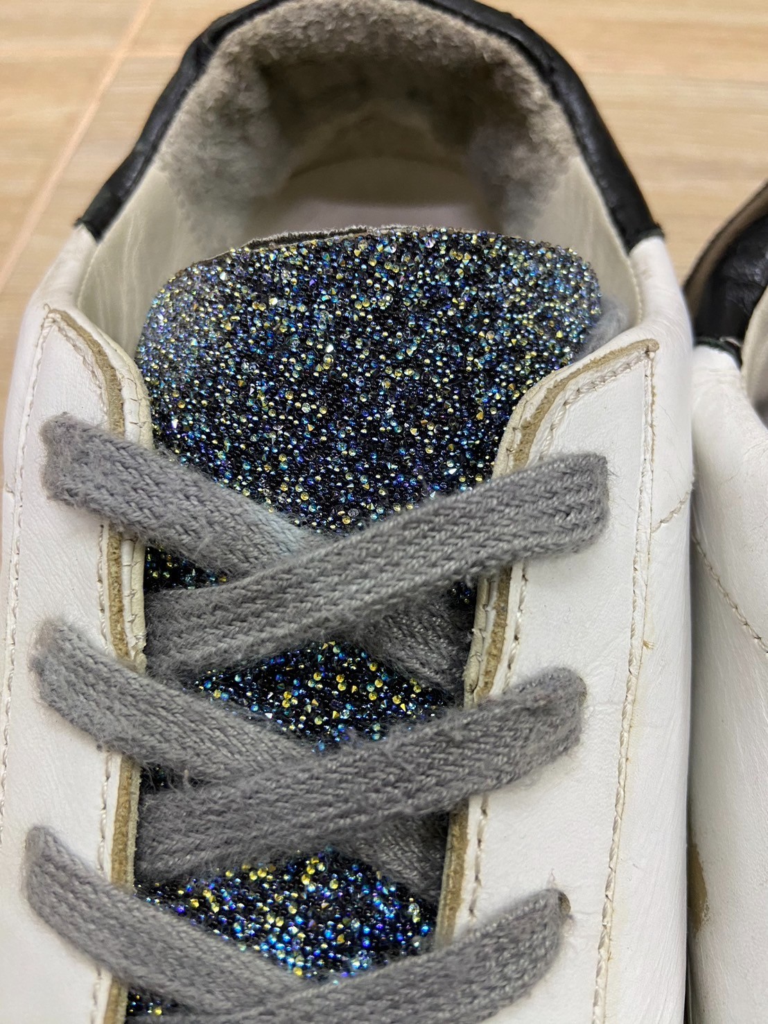 Golden Goose Superstar Sneakers EU 37 US 7 White Leather Glitter Tongue Distress