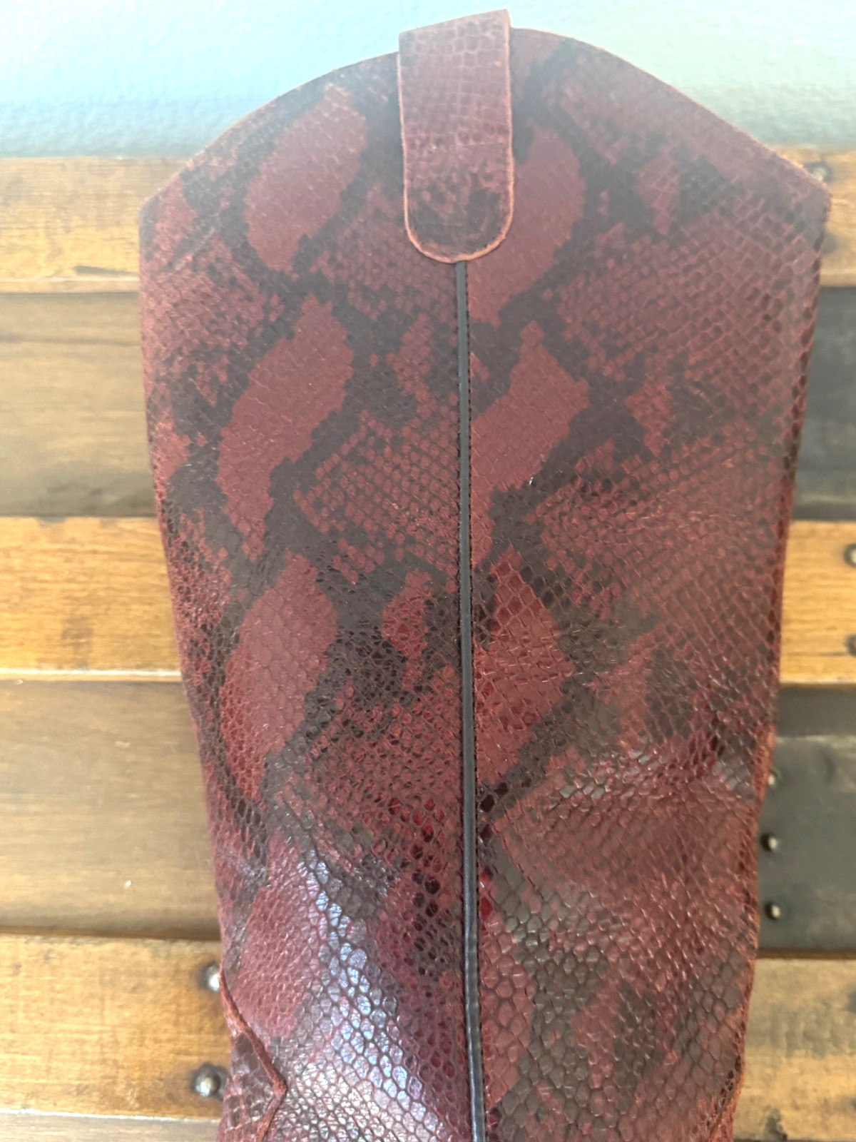 Schmoove Allegra Snakeskin Reddish Brown Western Boots Size 8 1/2