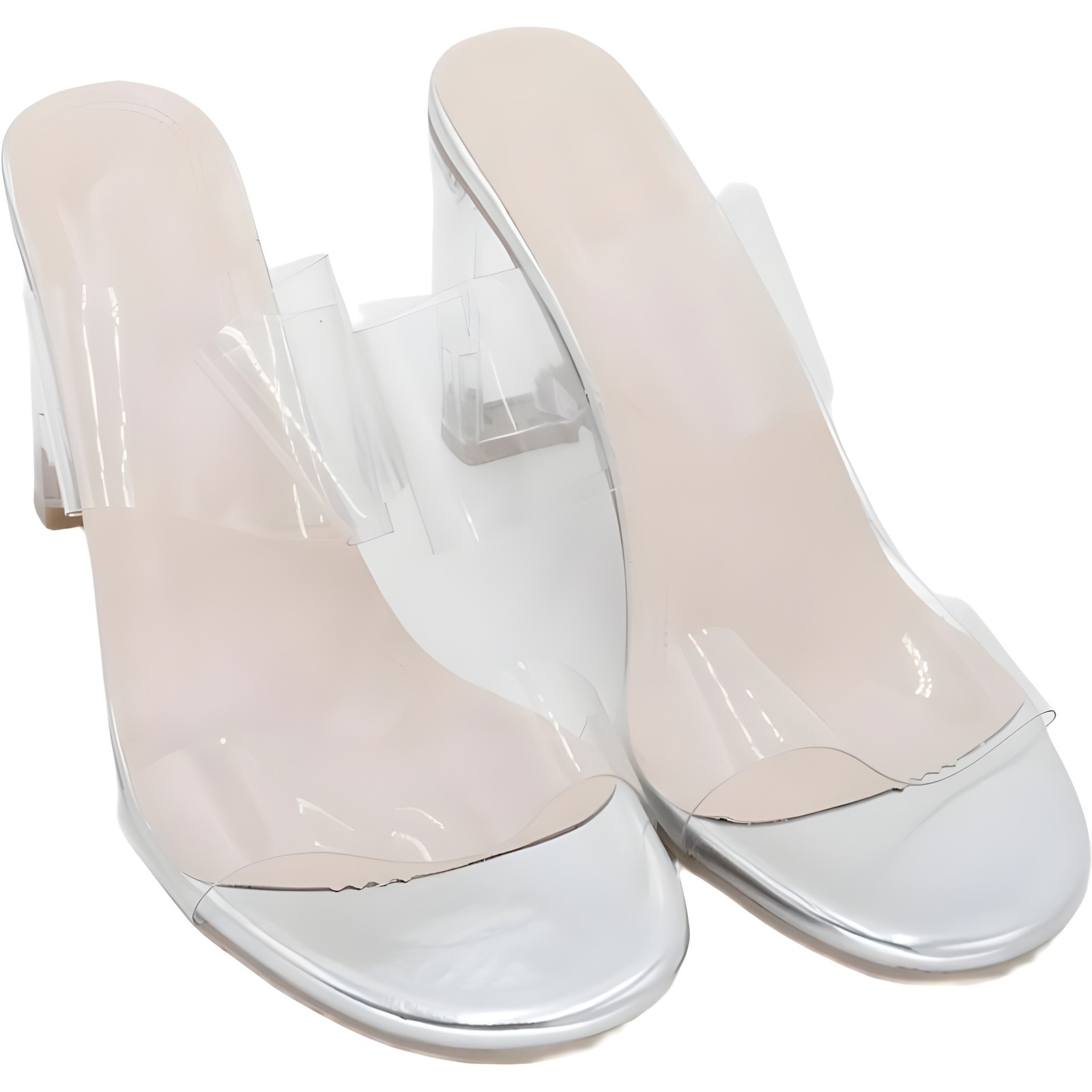 Clear 4 Inch Block Heel Sandal with Transparent Strap – Women’s US 10 M