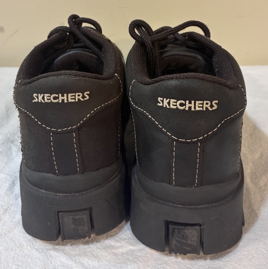 Vintage 90s Y2K Skechers Jammers Platform Chunky Black Brown Shoes Womens 9.5M