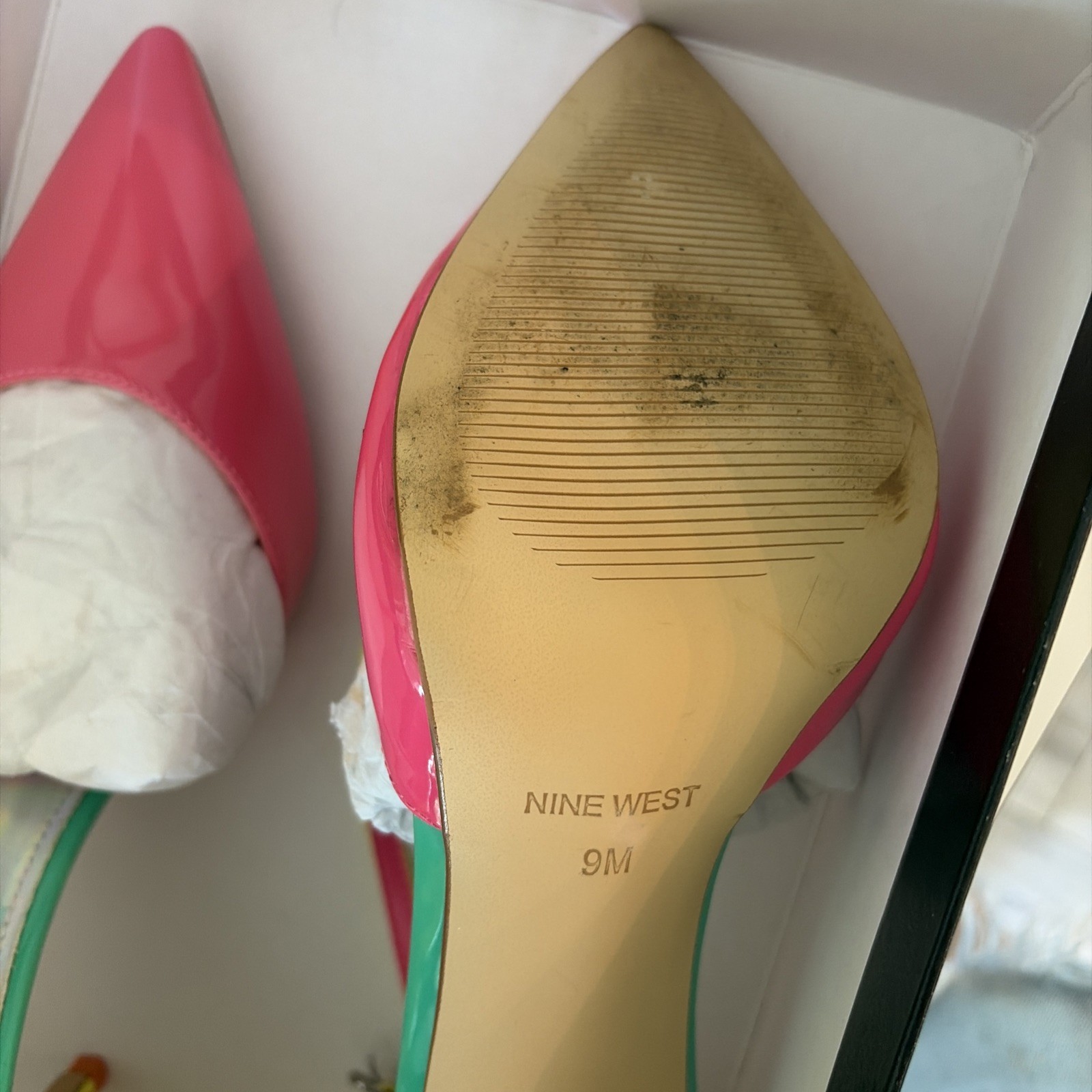 Nine West Medium Pink And Yellow Heels Size 9M