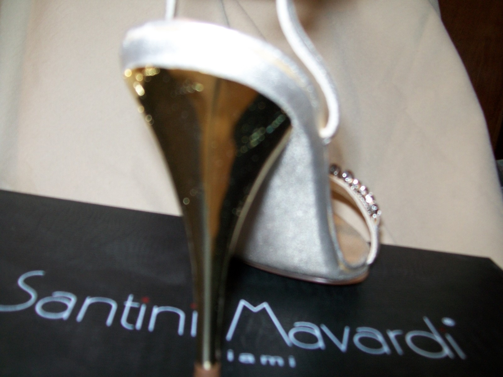 NIB Santini Mavardi Miami julia silk gold stone pumps sandals Shoes 35 5 3 heels