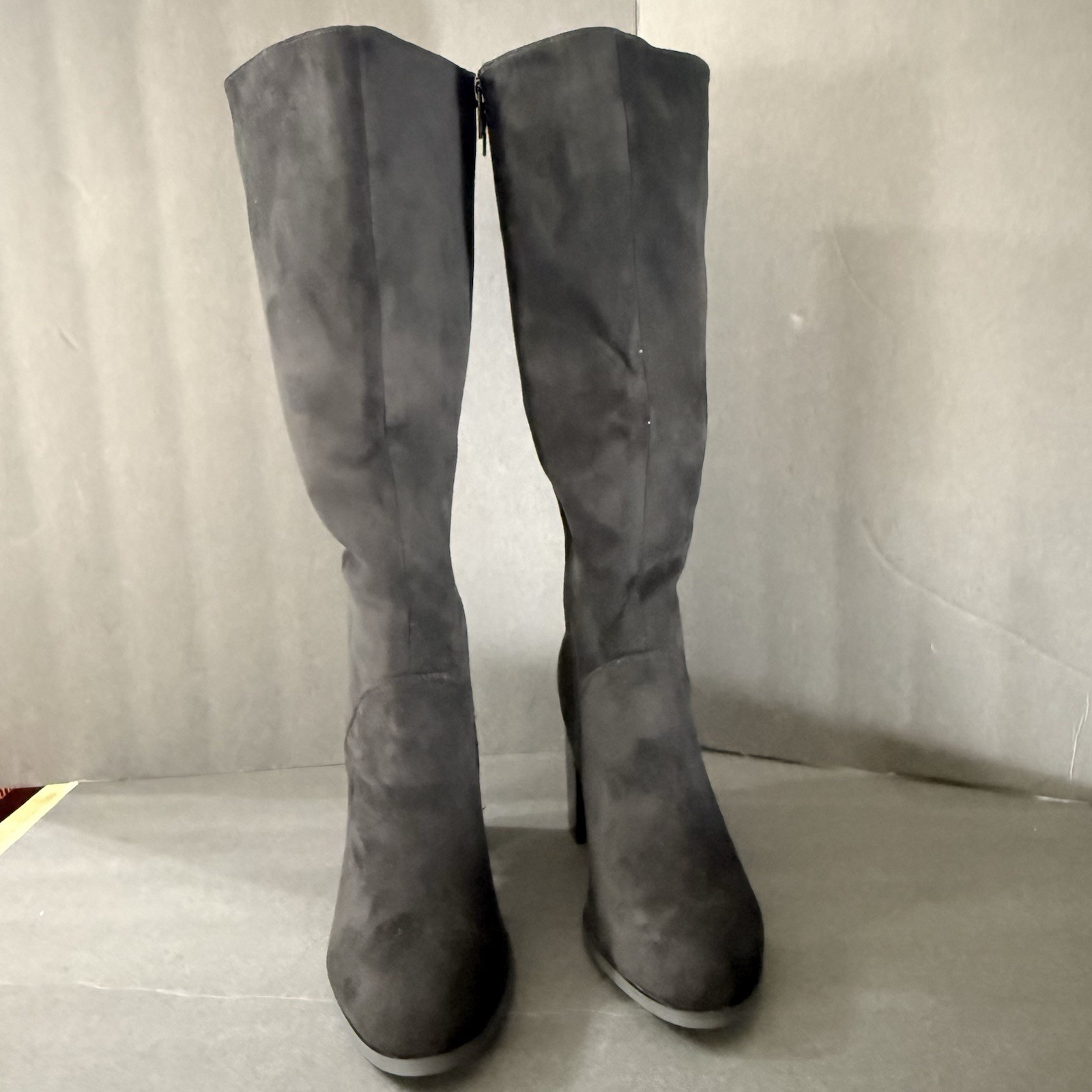 Black Suede High Heel Knee High black boots Winter fall block heel casual party