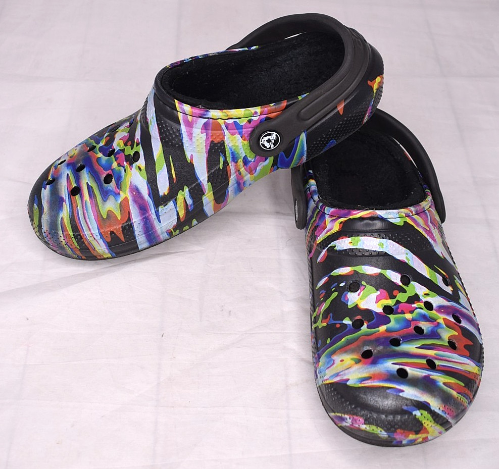 Crocs Unisex Fur Lined Clogs Multi Color Mystic 206706 Black Men 6 Women 8