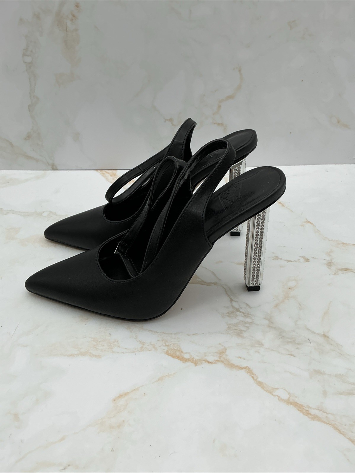 Aaj by Aminah Women’s Saraphina Embellished Heel Ankle-Strap Pumps – Black 5 M
