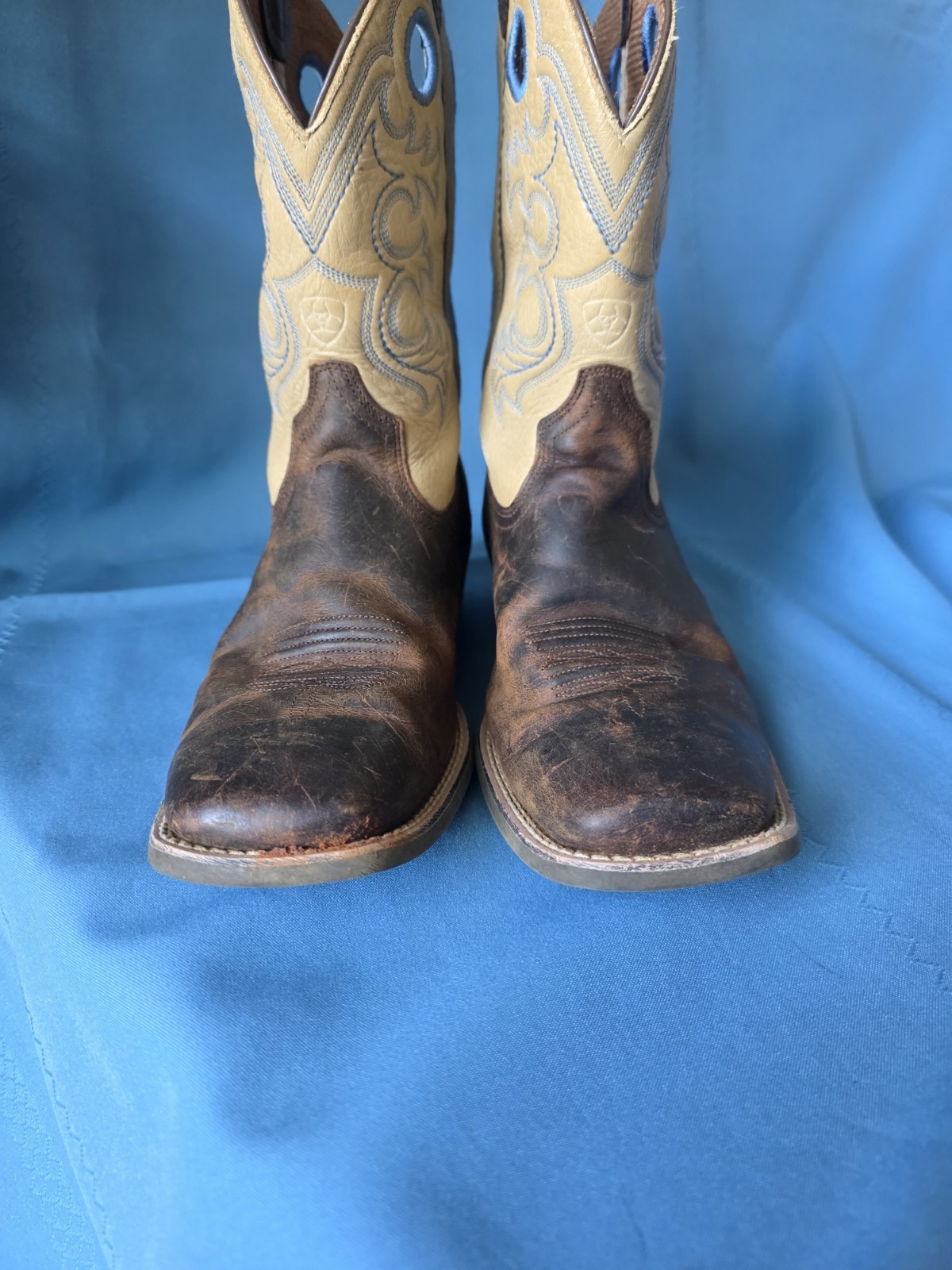 Ariat 4LR Western Cowboy Boots Womens 6 Brown Tan Distressed Square Toe Ranch