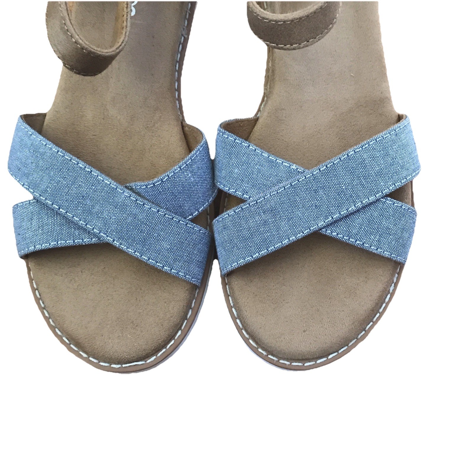 Skechers Blue Brown White Straps Adjustable Sandals Womans US 5 *See Description