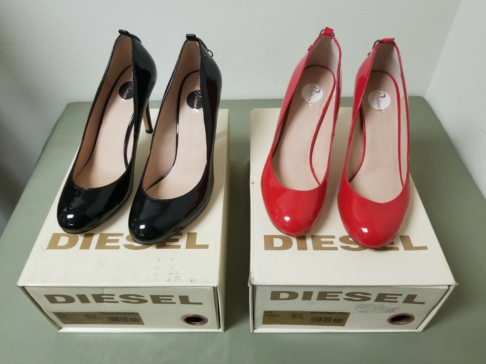New Womens Diesel Life Patent Leather High Heel Shoes Pumps. Retail 140.00