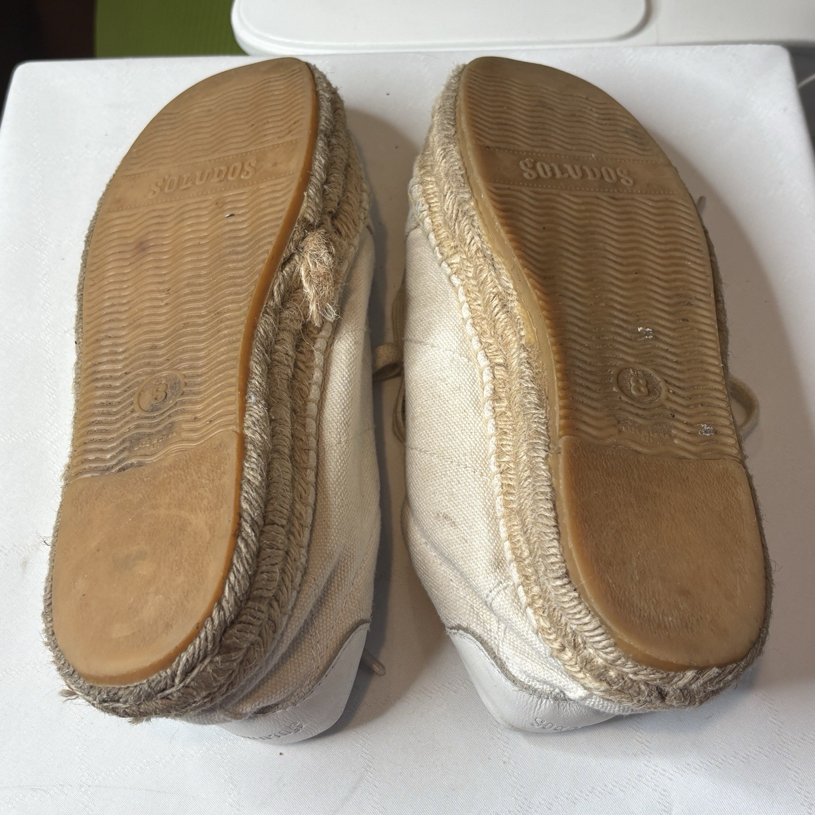 Soludos Women’s White Tennis Platform Espadrille Sneakers Size 8 Coastal Beachy