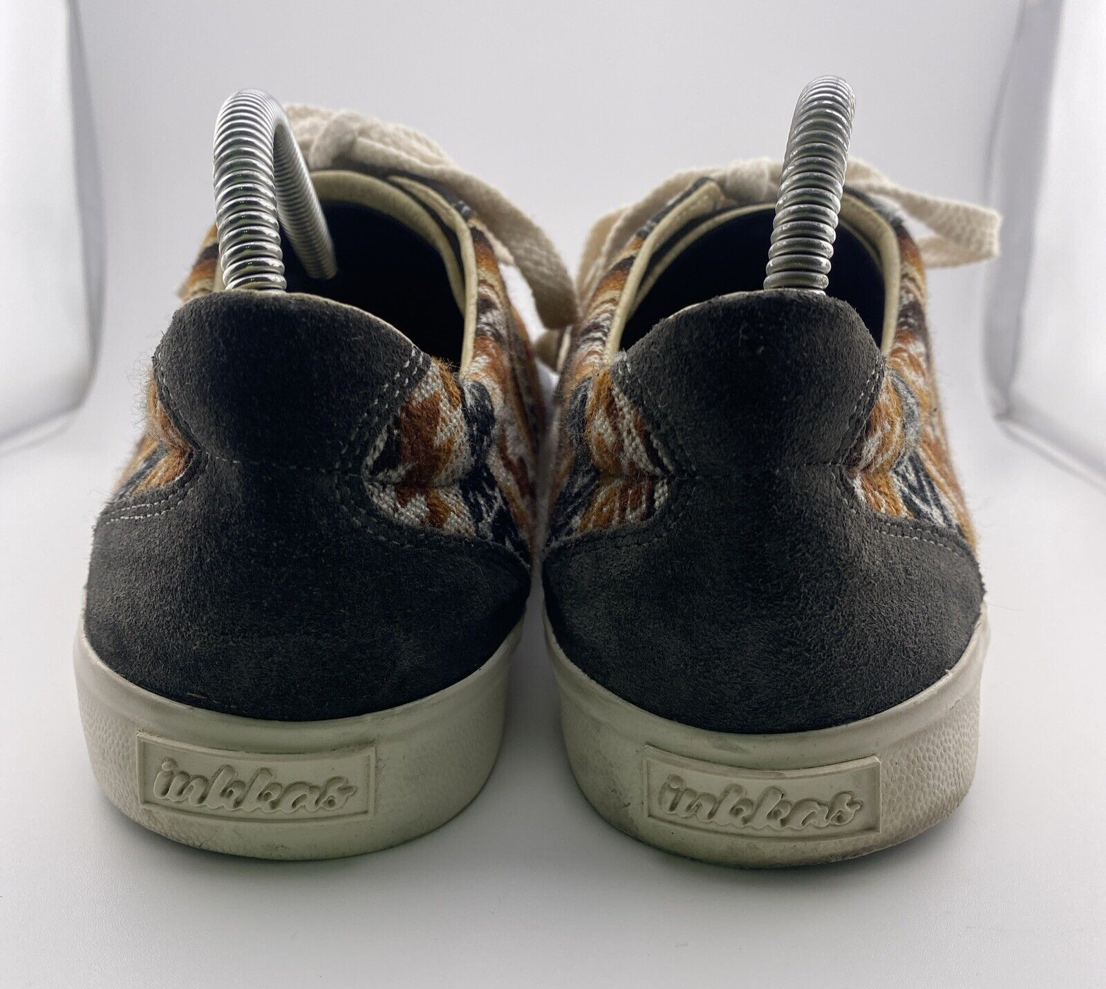 Inkkas Canvas/Suede Sneakers Boho Native Aztec Gray Brown Mens 11 Womens 13
