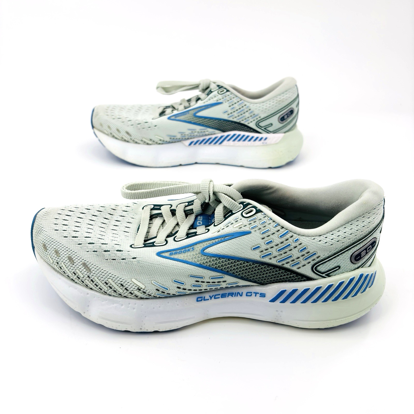Womens 7.5 B Brooks Glycerin GTS 20 Green Blue Athletic Running Shoe 1203701B494