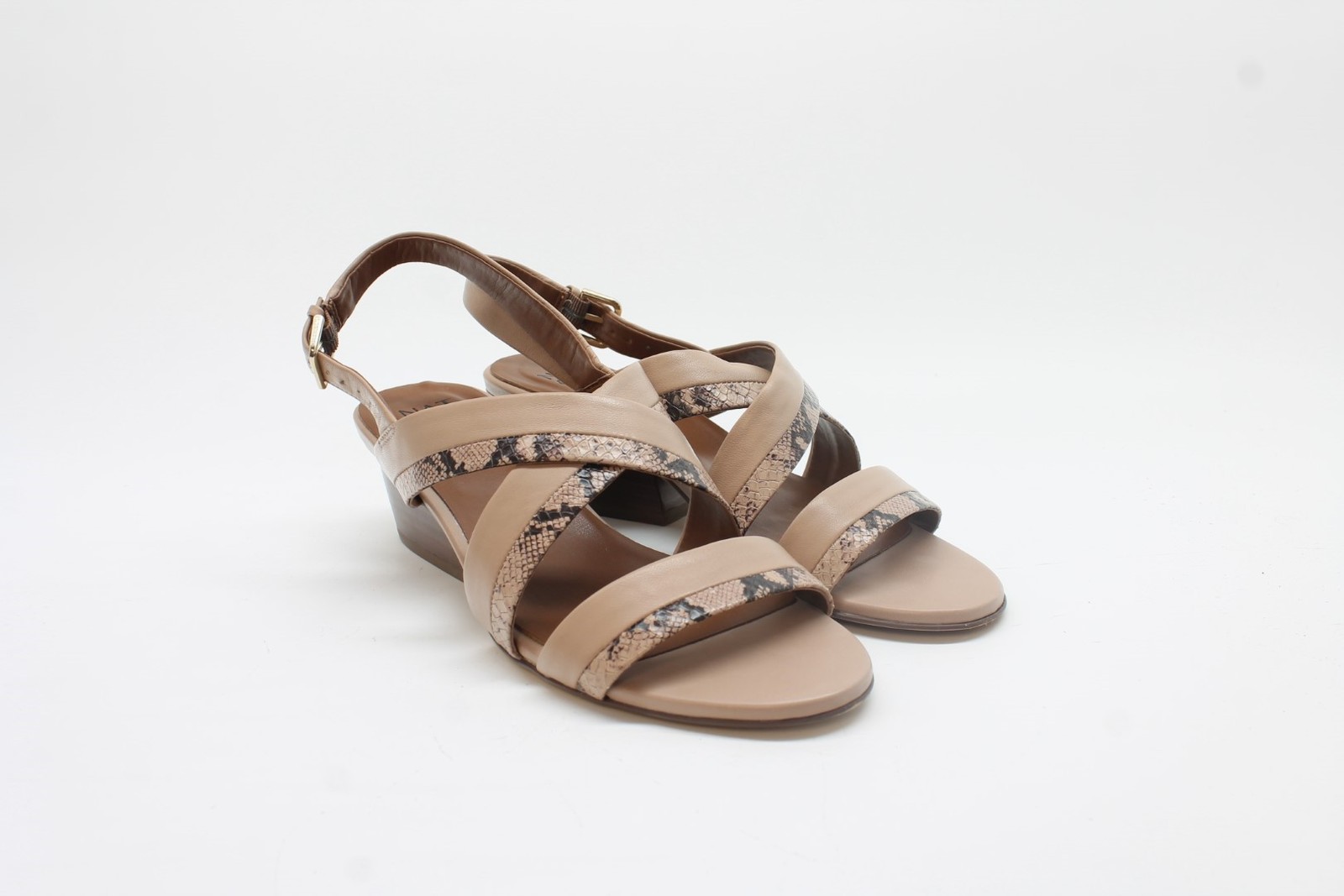 Naturalizer Women’s Cecilia Barely Nude Leather Ankle Strap Heeled Sandals FS