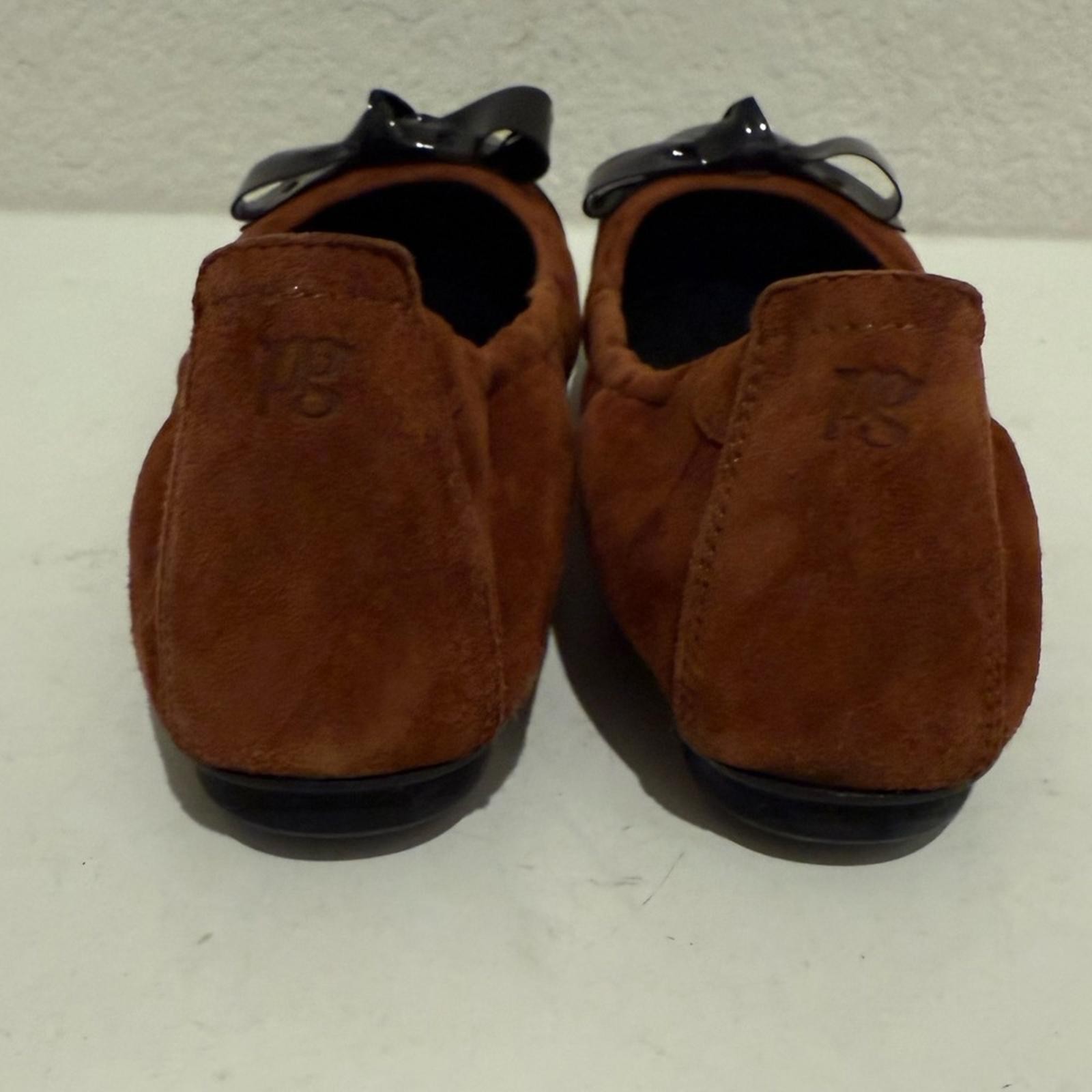 Paul Green Nellie Brown Suede Black Patent Cap Toe Ballet Flats Size US 7.5 UK 5