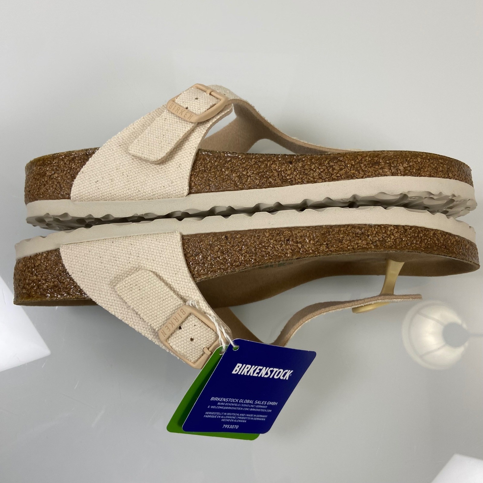 Birkenstock Womens US 9 EU40 Eggshell Gizeh Vegan Thong Sandals New Canvas NWOB