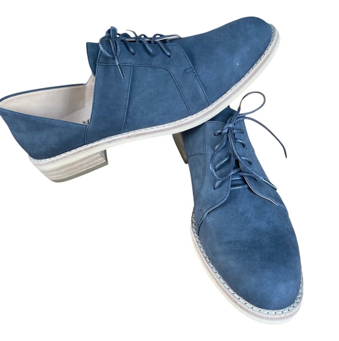 Mercy Made Oxford Shoes Blue (Vegan) Suede Shoes Lace Up Sz 8