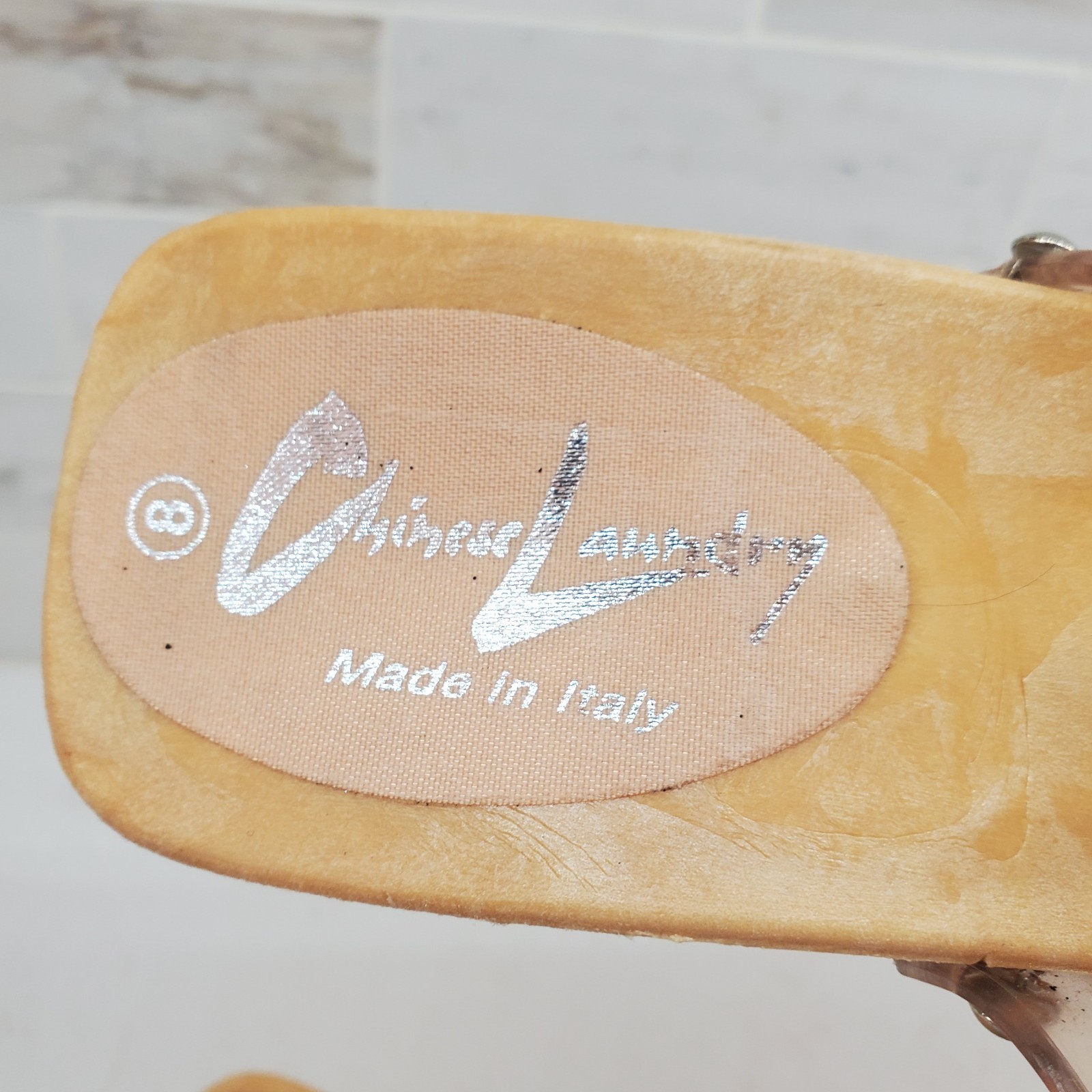 Chinese Laundry Slip-On Heels Clear Straps Jelly Flowers Rubber Platform Italian