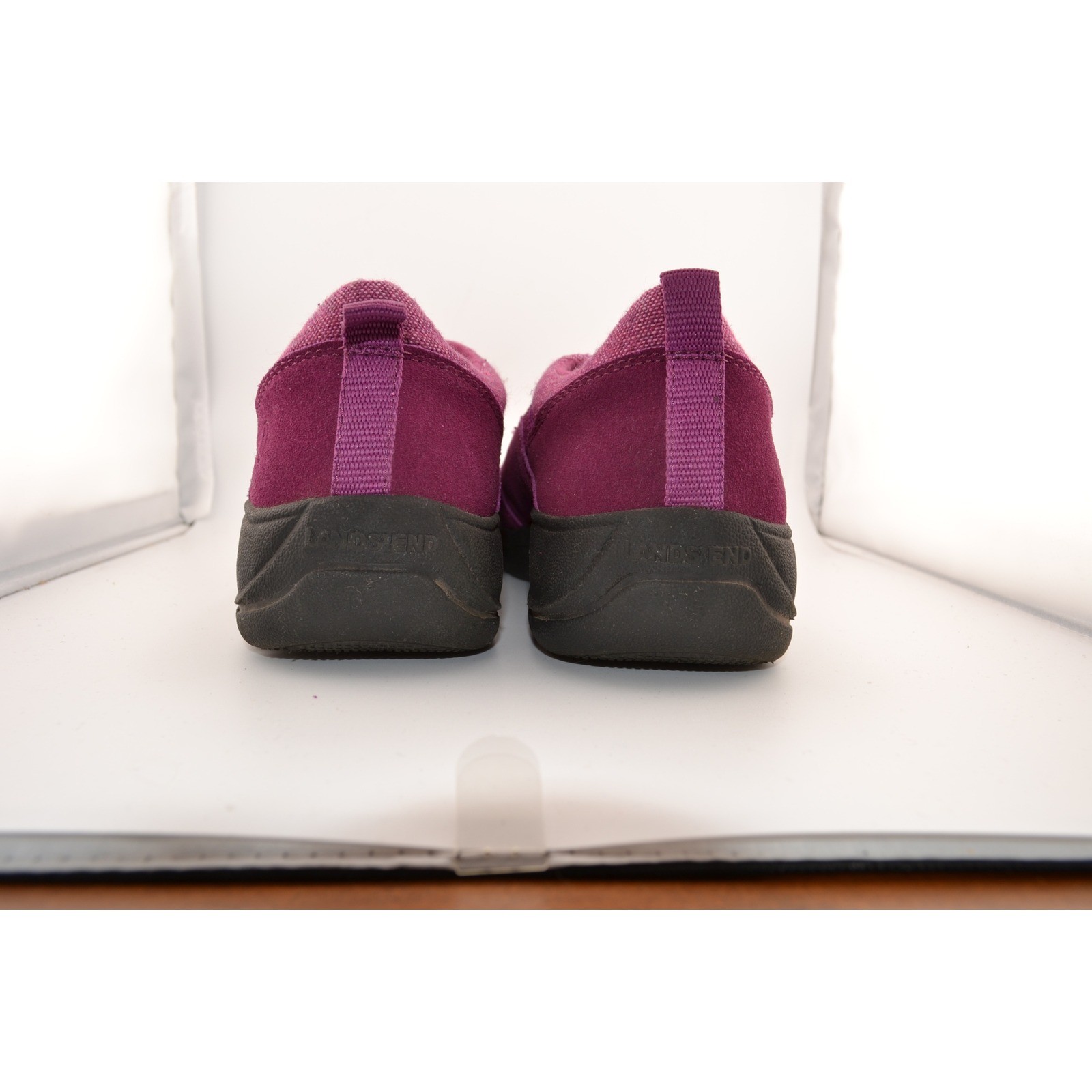 Lands’ End Women’s Purple Slip On Casual Comfort Shoes Size 9B Suede & Textile