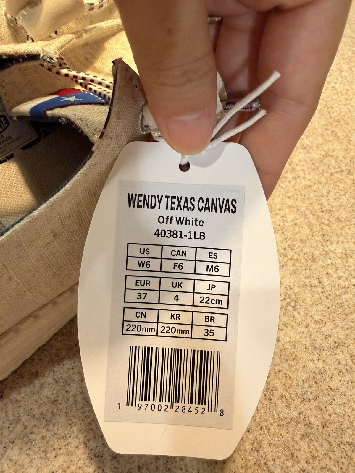 Hey Dude Wendy Texas Canvas Off White Slip-On Comfort Flag Women’s US 6 MPN