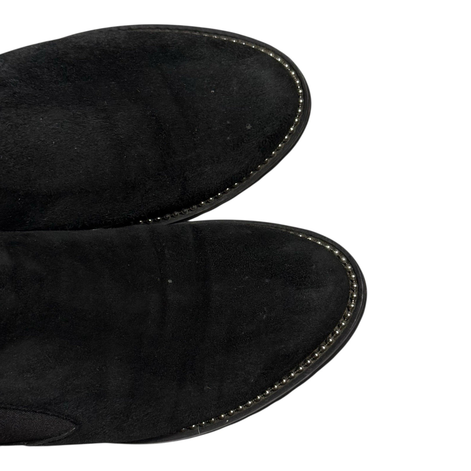 RUSSELL & BROMLEY Black Suede Studded Slip On Loafers Italy EUR 38.5 US 8.5