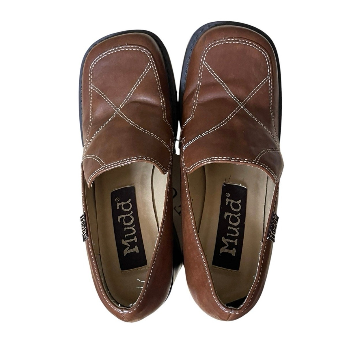VTG Mudd 90s Y2K Brown Chunky Block Heel Platform Loafer Shoes Size 8 RARE