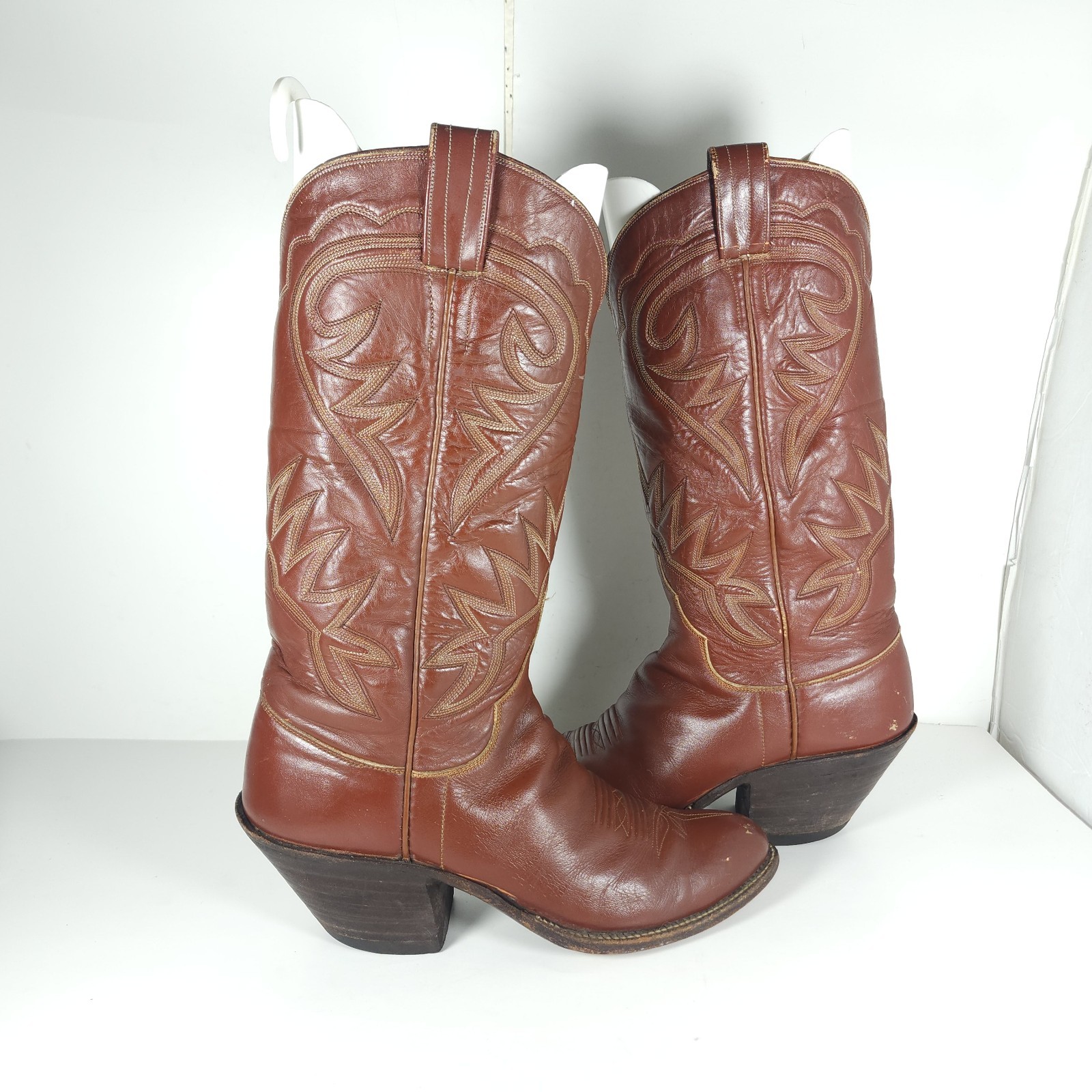 M.L.Leddy San Angelo Vtg Women’s US 8,5? Brown Leather Handmade Western Boots