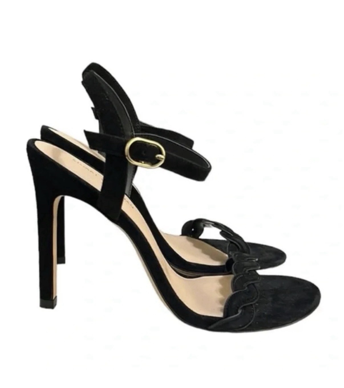 Stuart Weitzman Black Dancer Twistie 100 Suede Sandals Size 7.5