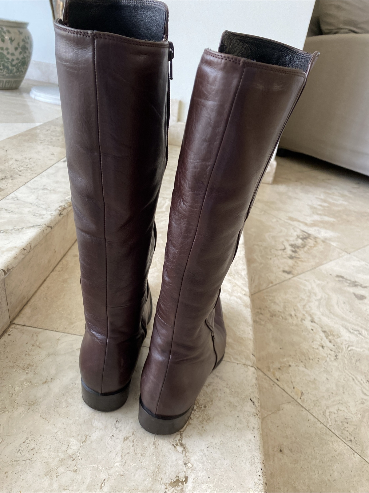 Russell & Bromley Womens Knee High Brown Leather Boots Sz 39.5US 8.5 Made Italy