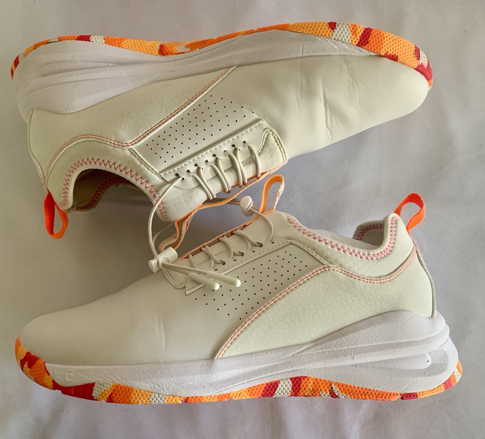 Clove Shoes/Sneakers, White with Orange & Pink Accents, W12.5 / M11 Sunset Pop