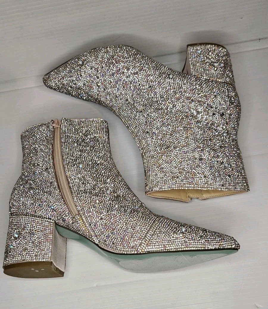 Betsey Johnson Women’s Cady Ankle Boot, Rhinestone, 9.6