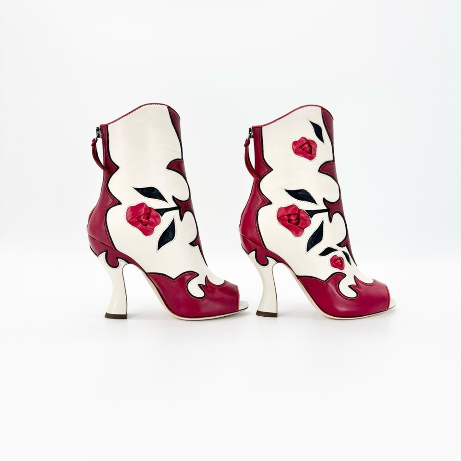 NIB Miu Miu SS2012 Runway Rose Peep Toe Western Booties 35