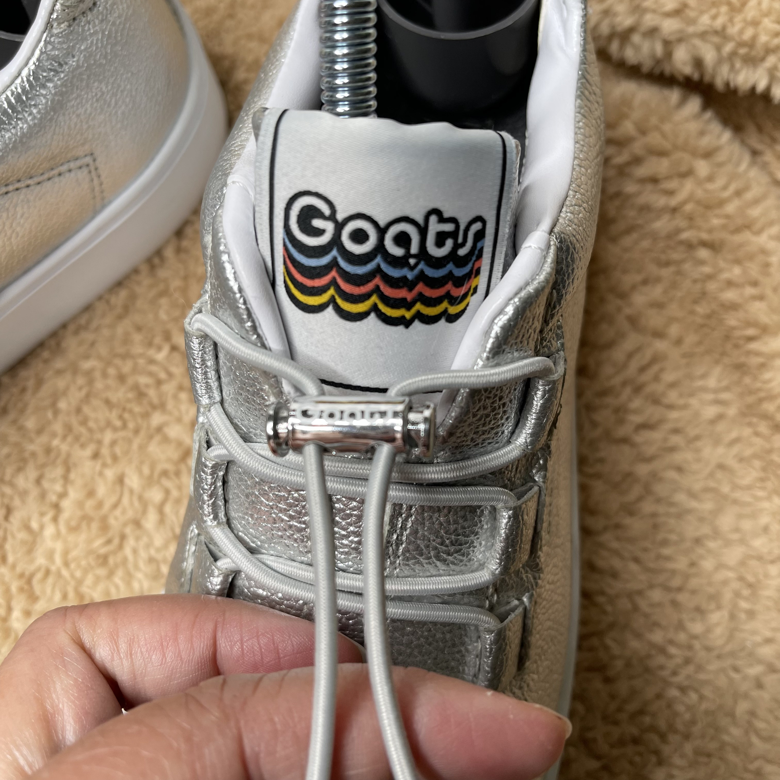 Goats Silver Metallic Platform Sneakers Women Size 4 Leather Upper