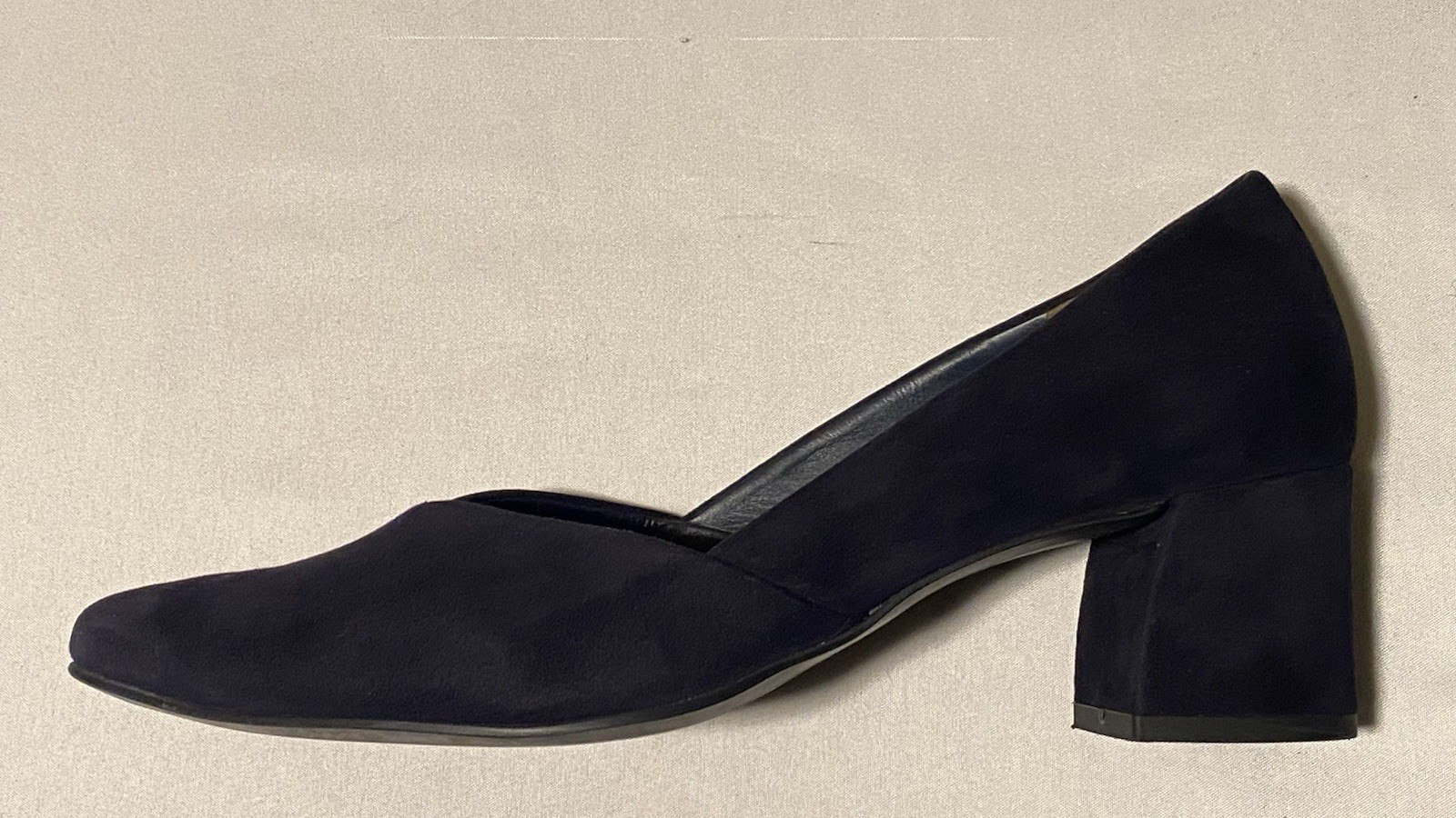 Paul Green Suede Navy Pointed Pumps BlockHeel Women Shoes UK6/US8.5 Made Austria