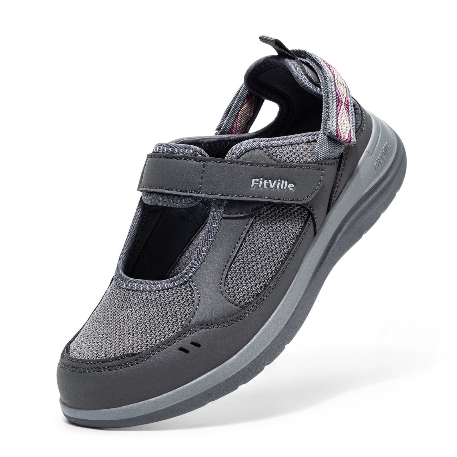 FitVille Extra Wide Diabetic Shoes for Women Sandals Adjustable Closures Slip on