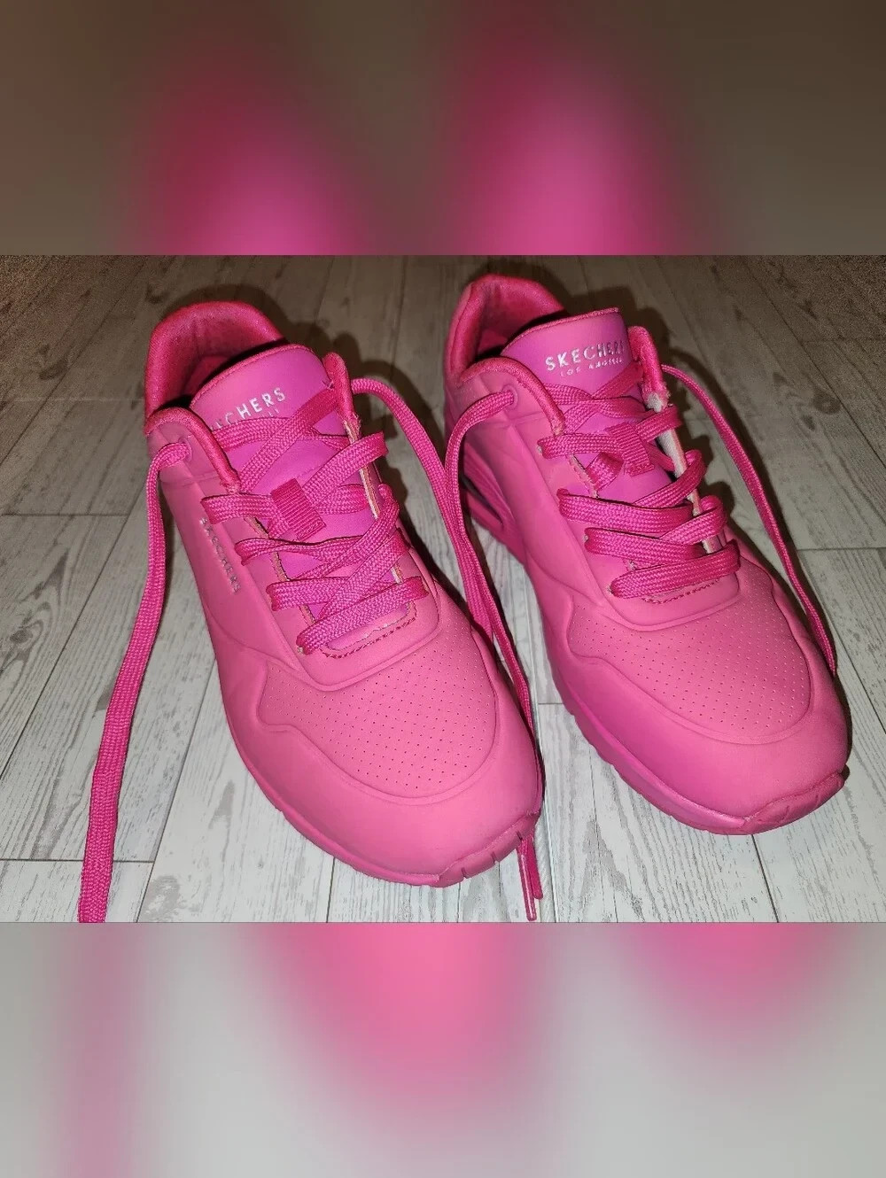 Skechers 73667W Women’s 7.5 Hot Pink Memory Foam Athletic Sneakers
