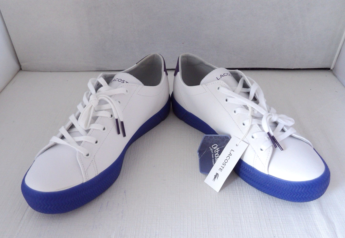 NWOB Authentic LACOSTE White/Purple Leather Women’s Sneakers Size 9 M