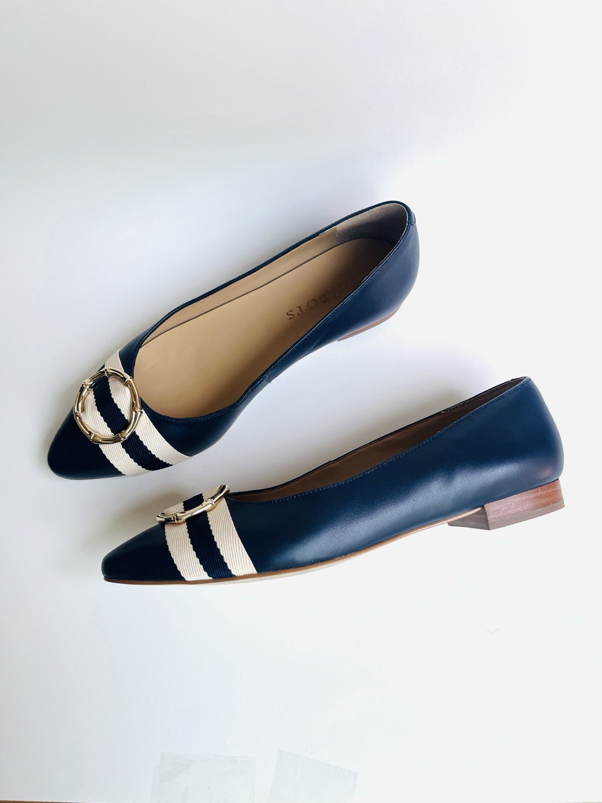 Talbots Edison Bamboo Ring Women’s Sz 6M Navy blue Leather Flats