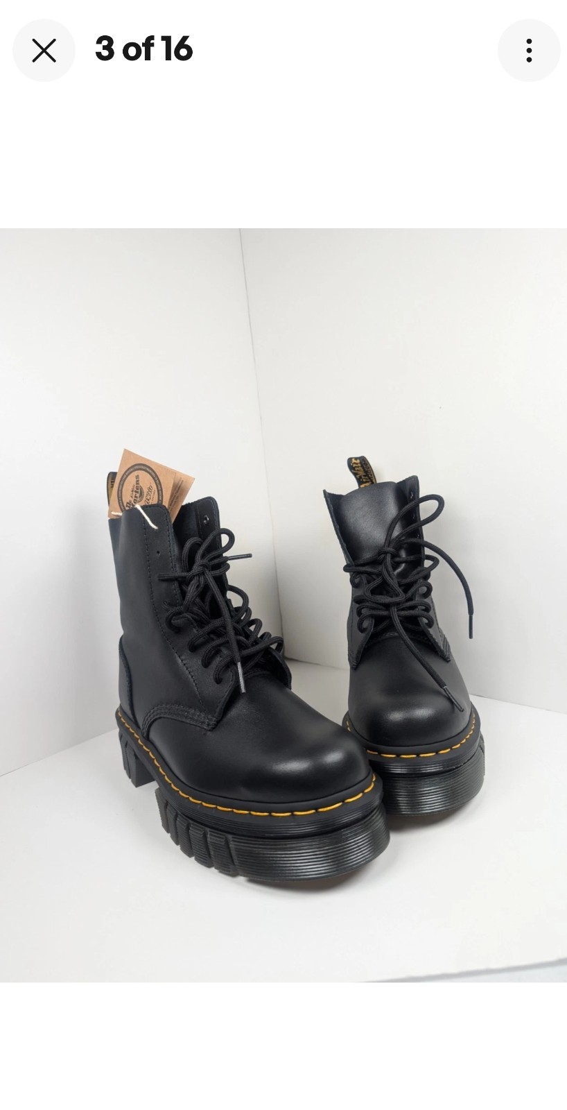 Dr. Martens Audrick Womens Size 8 Lace Up, «8 Eye» Boots Black Platform New!!