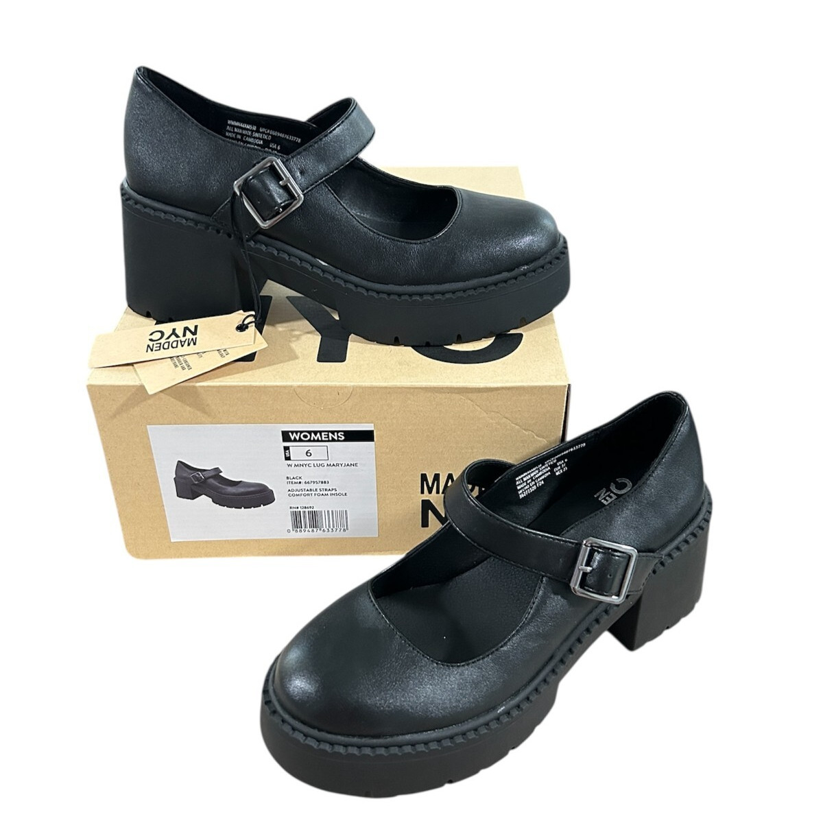 MADDEN NYC Women’s LUG Sole Chunky Shoes Mary Jane Black