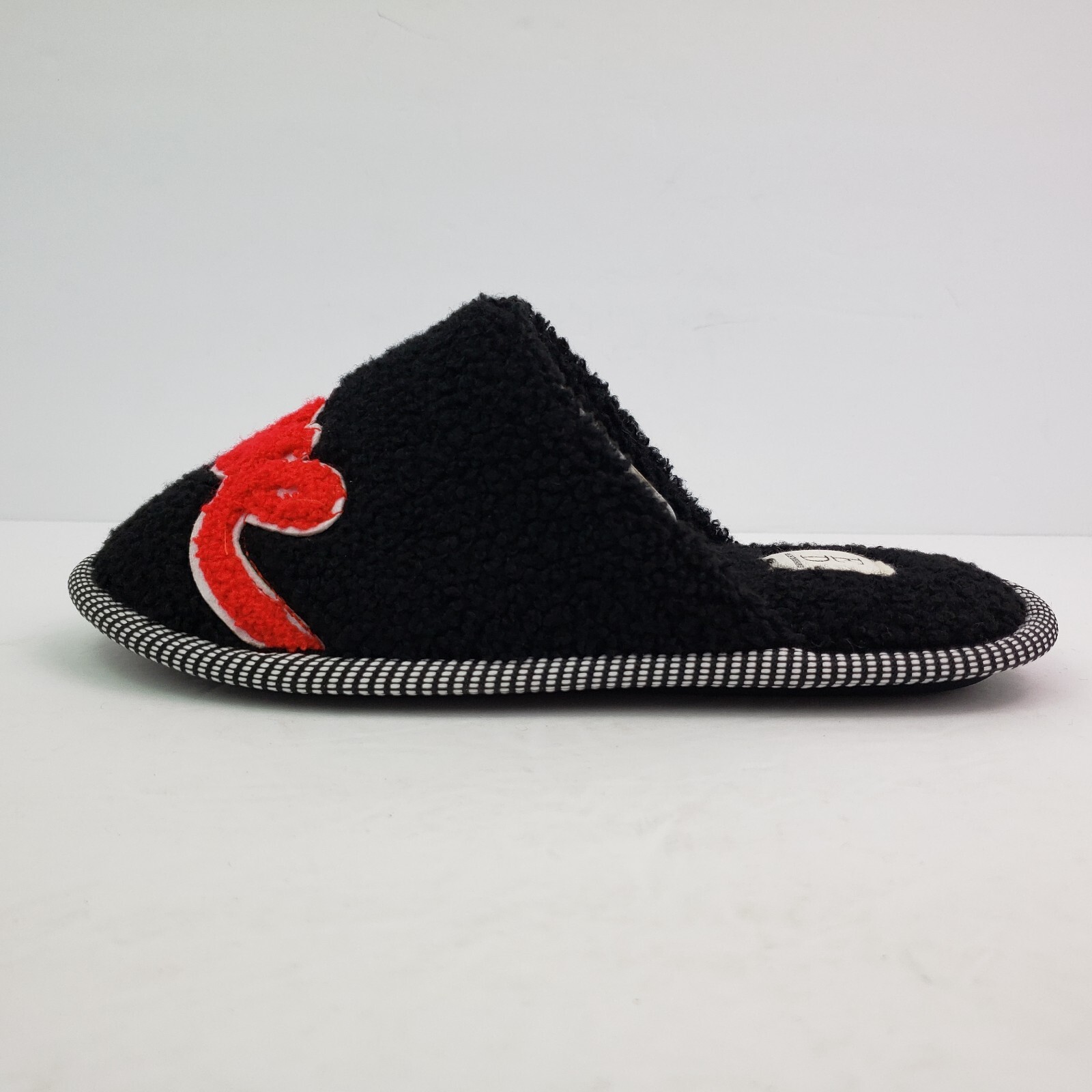 Ellen Degeneres ED Wilesly Womens Size 7 Black Salsa Red Fleece Love Slippers
