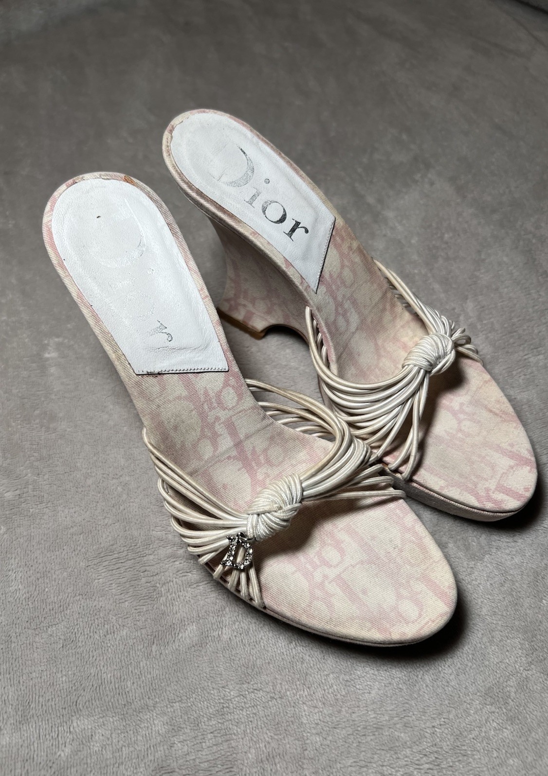 Christian Dior Vintage Pink Monogram Girly HeelsWedges