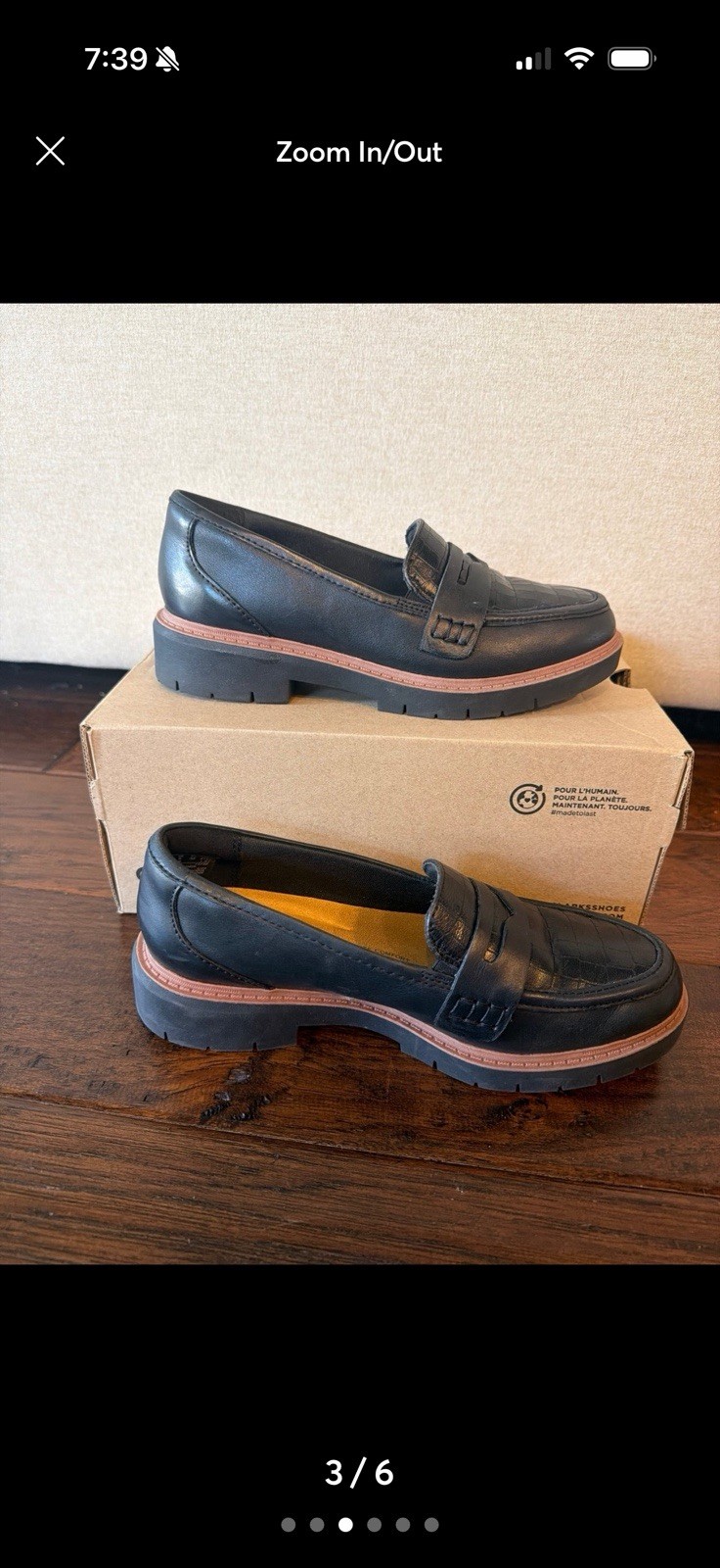 Clarks Westlynn Ayla Women’s Black Leather Slip-On Loafer US 5 M EU 35