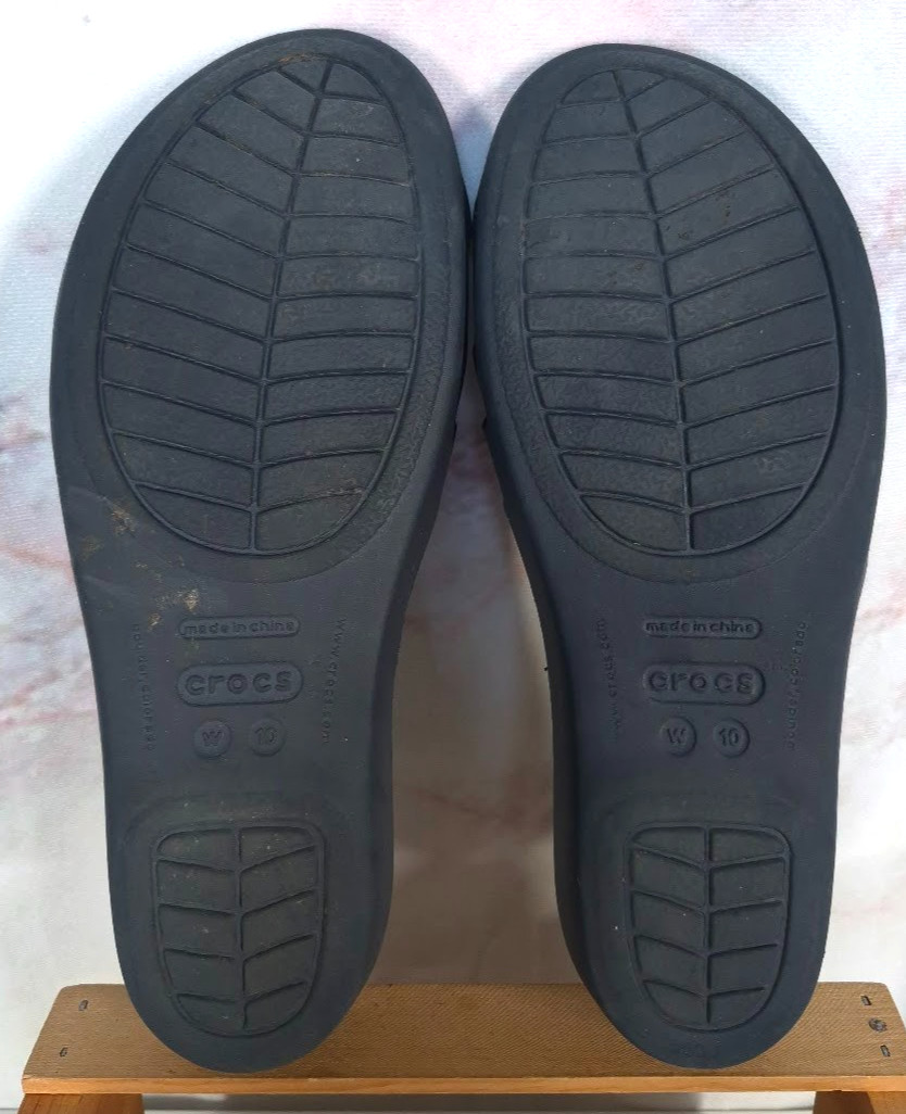 CROCS Sandals Womens 10 Rhonda Wedge Slip On Strappy Slides Open Toe Navy Blue