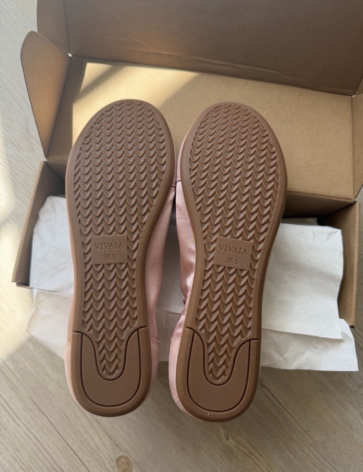 VIVAIA Round-Toe Satin Sneakerina (Yanka) Color Peach Blush Size 38.5 EU NWB
