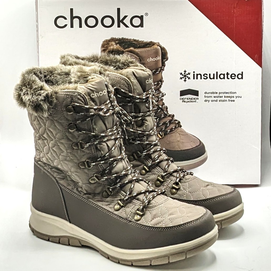 Chooka “Belltown Mid Faux Fur” Women’s Cold Weather (Rated -20*) Taupe Boot NEW