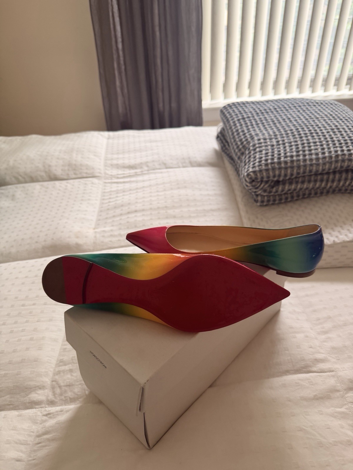 Christian Louboutin Women’s Ombre Patent Leather Pointed Ballet Flats 8.5