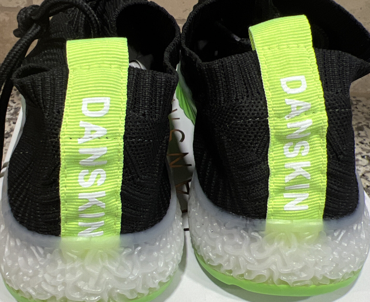 NEW Danskin Now Positive Womens Knit Black Lime Green Lace Up Sneakers Shoes 6.5