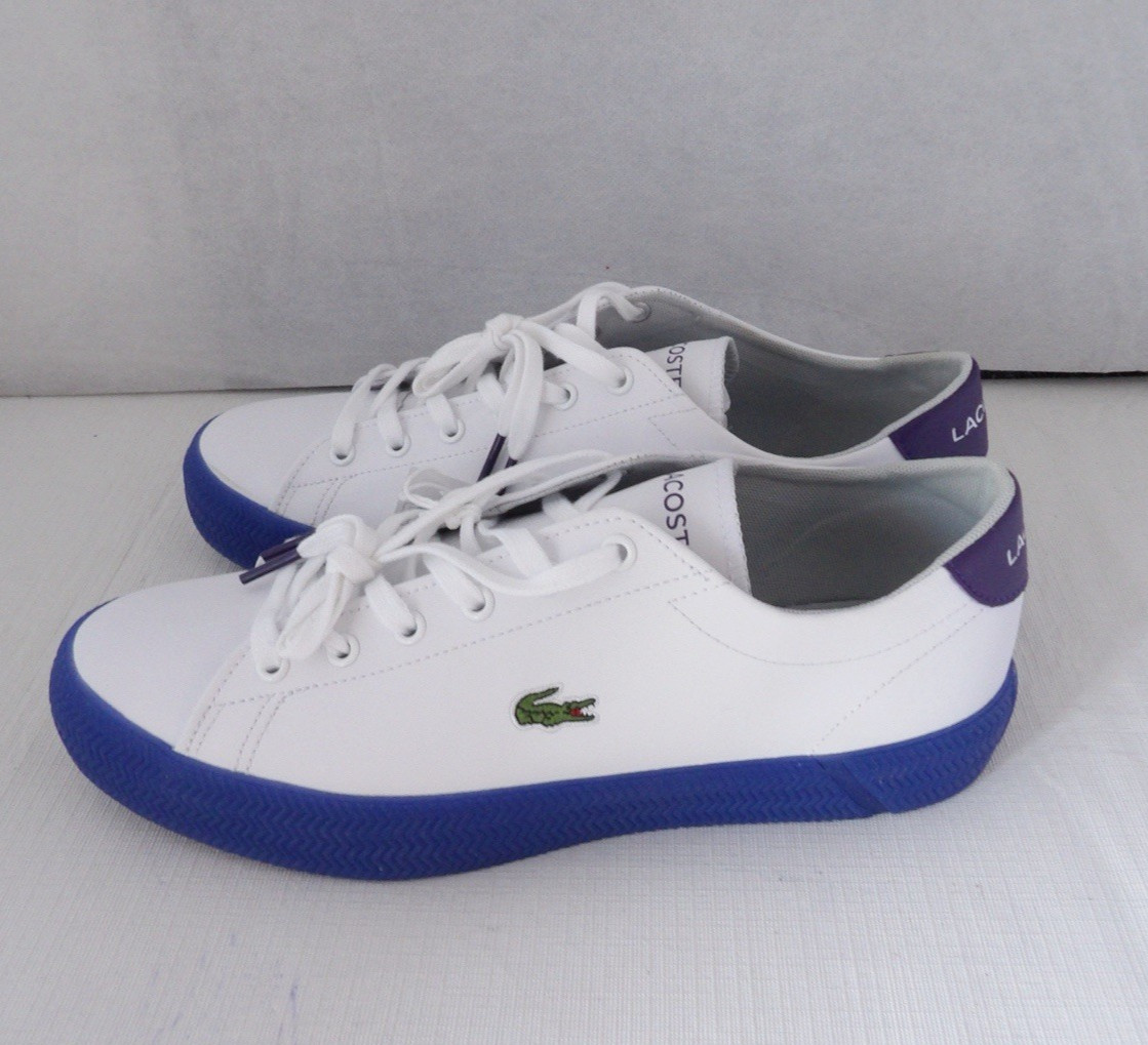 NWOB Authentic LACOSTE White/Purple Leather Women’s Sneakers Size 9 M