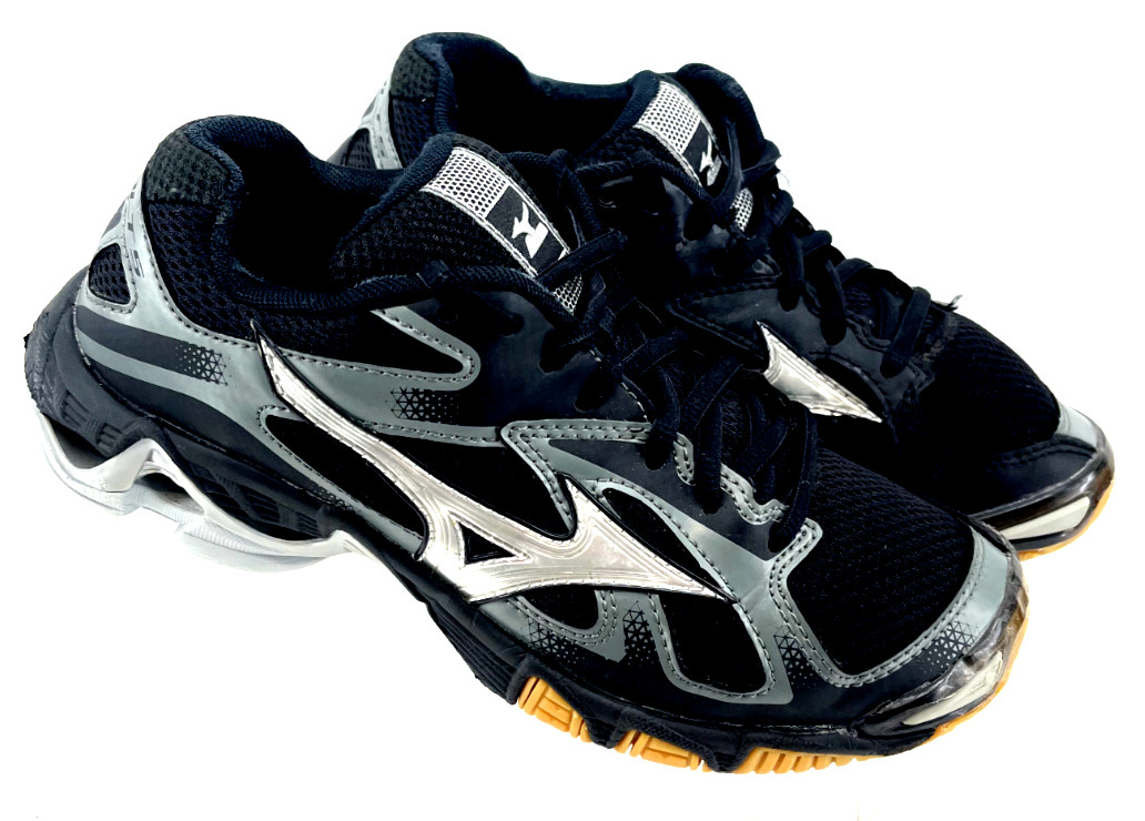 Mizuno PYV 0216 Wave Bolt 5 Lace-Up Black gum Volleyball Shoes Mesh Women’s 7