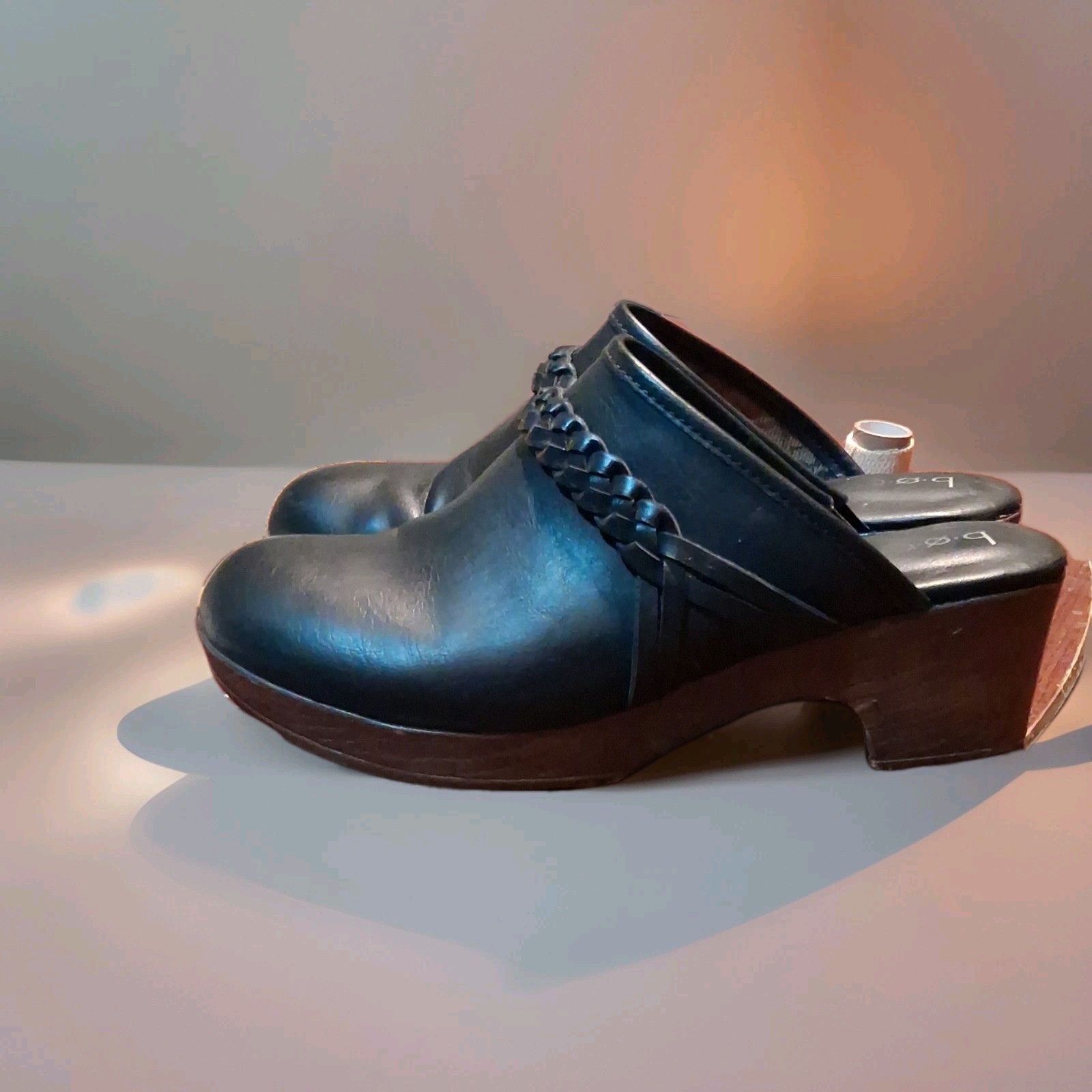 b.o.c Women’s Black Faux Leather Slip-On Clog Mule Braided Round Toe 11M